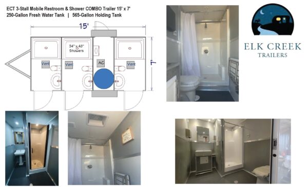 2 Stall Restroom & Shower Trailer 12' x 8'