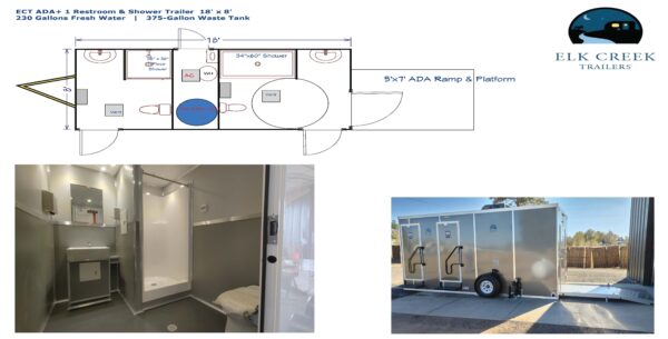 ECT ADA+ 1 Restroom & Shower Trailer  18' x 8'