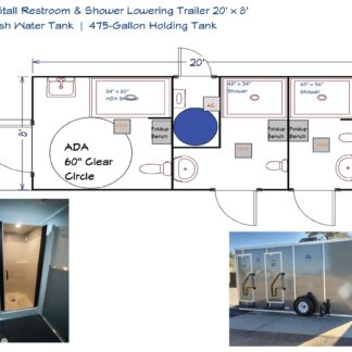 ECT ADA+ 2- Stall Restroom & Shower Lowering Trailer 20' x 8'