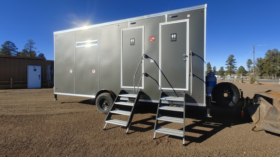 ADA+ 2 Stall Restroom/Shower Trailer Hydraulic Wheelchair Lift Extreme Winter Package 20' x 8'