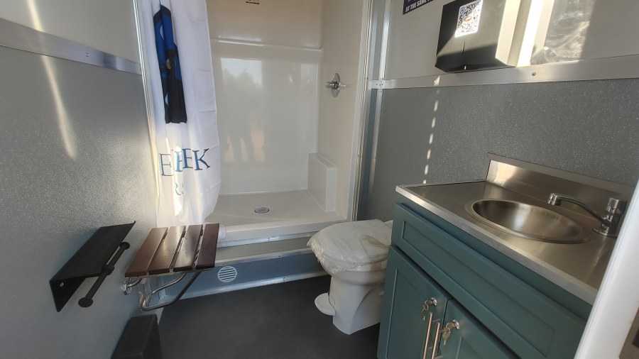 ADA+ 2 Stall Restroom/Shower Trailer Hydraulic Wheelchair Lift Extreme Winter Package 20' x 8'