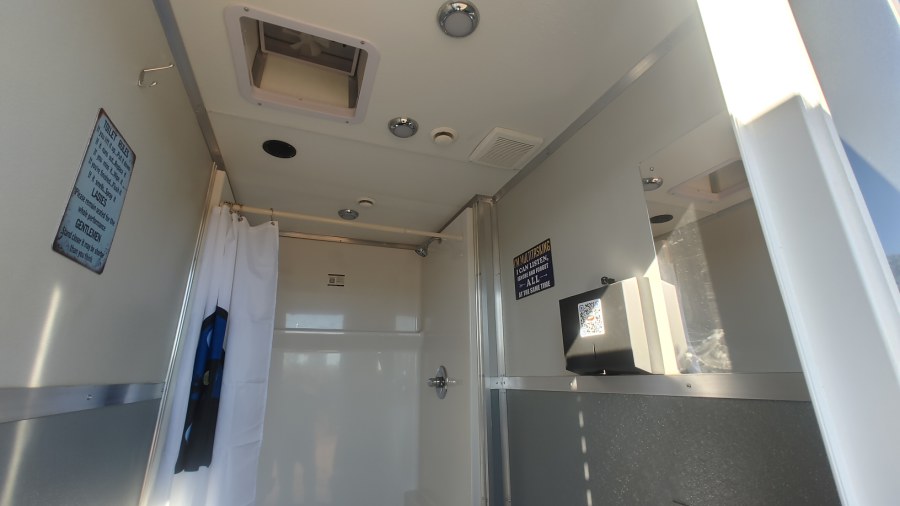 ADA+ 2 Stall Restroom/Shower Trailer Hydraulic Wheelchair Lift Extreme Winter Package 20' x 8'