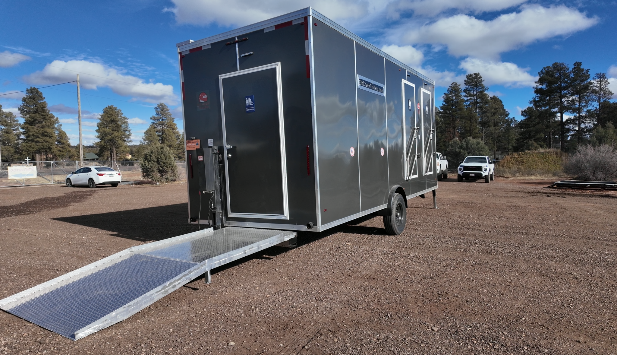 ADA+ 2 Stall Restroom/Shower Trailer with Lowering Platform 20'x8'