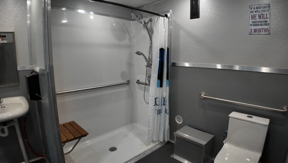 ADA+ 2 Stall Restroom/Shower Trailer Hydraulic Wheelchair Lift Extreme Winter Package 20' x 8'